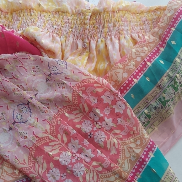 House Of Harlow 1960 Maxi Floral Short Sleeve Dress Gold Accent Button Down  M - Picture 8 of 10